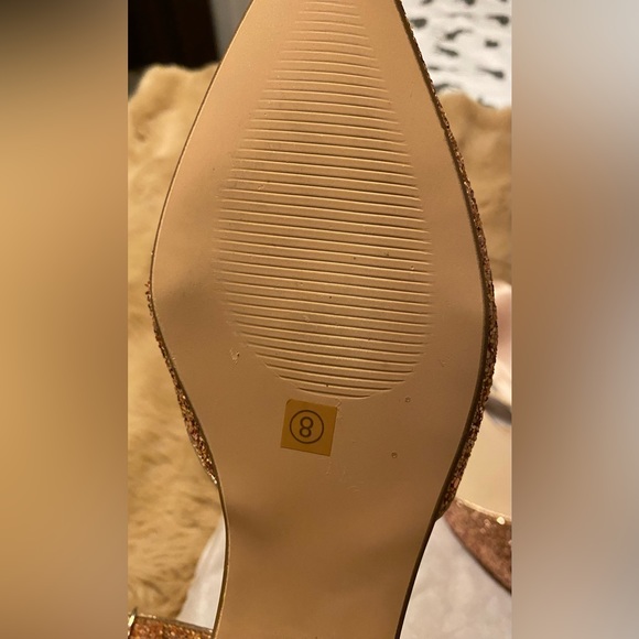 Kailee P Rose Gold Rock Glitter Ankle Strap Flats size 8 - Picture 3 of 7